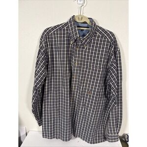 Tommy Hilfiger Classic Fit L/S  Plaid Shirt Blue Mens Size L Button Down G2